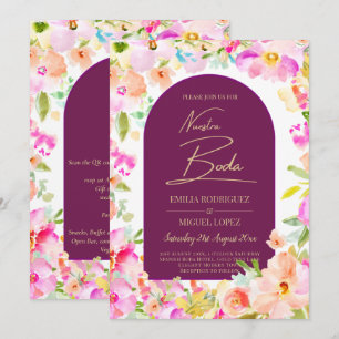 Magenta Floral Wedding Invitation