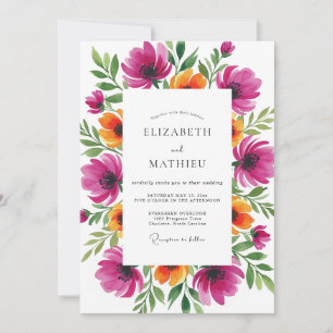 Magenta Floral Whimsical Wedding Invitation