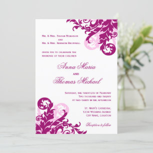 Magenta Flourish Wedding Invitation