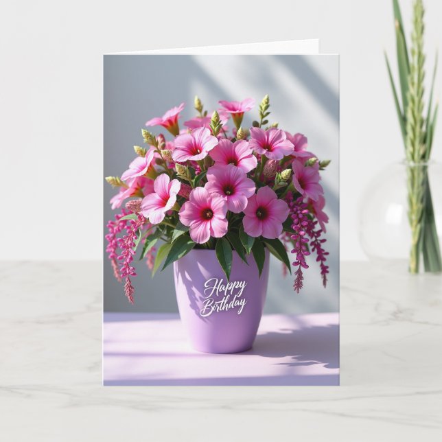 Magenta Flower Birthday Card (Front)