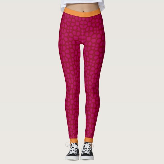 magenta flower print Woman's Leggings,Yoga Gym Leggings