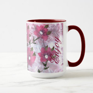Magenta Flowered Coffee Mug