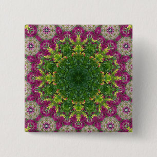 Magenta Flowers Circles Mandala 15 Cm Square Badge
