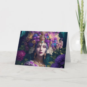 Magenta Flowers Nature Goddess Greeting Card