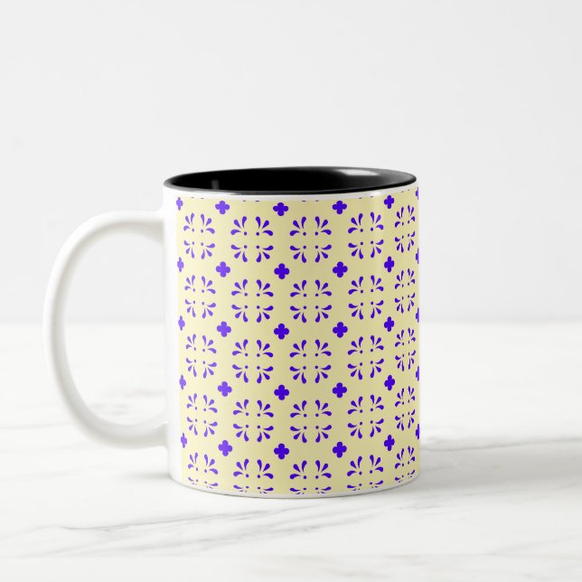 magenta flowers Two-Tone coffee mug (Left)