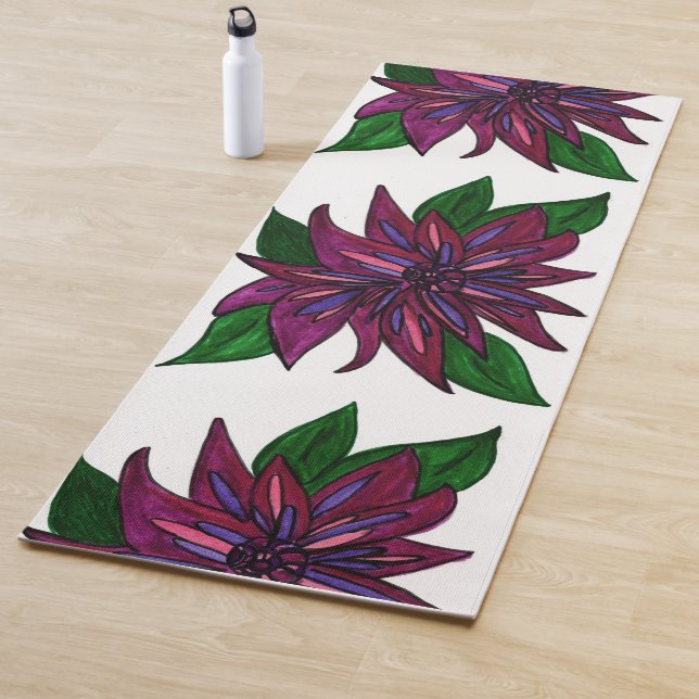 Magenta Flowers Yoga Mat (In Situ)