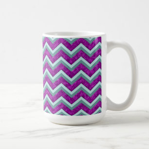Magenta Foil and Teal ZigZag Pattern Coffee Mug