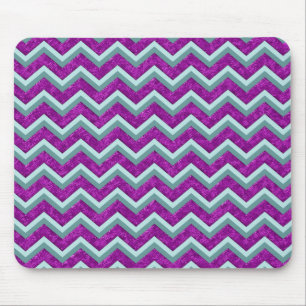 Magenta Foil and Teal ZigZag Pattern Mouse Mat