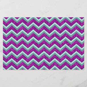 Magenta Foil and Teal ZigZag Pattern Stationery