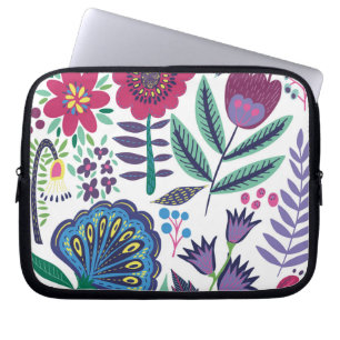 Magenta Folk Art Floral Pattern Laptop Sleeve