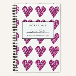 Magenta Fractured Heart Personalised Notebook