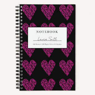 Magenta Fractured Heart Personalised Notebook