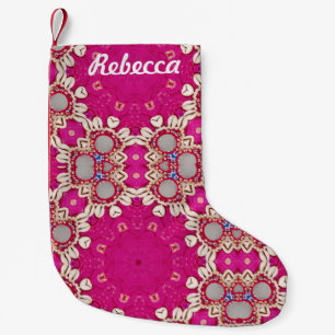 magenta fuchsia tribal hippie gypsy bohemian small christmas stocking
