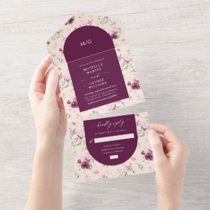magenta garden floral (no ENV needed)  All In One Invitation