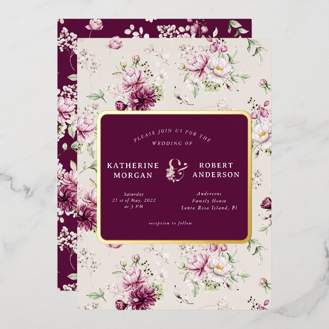 magenta garden floral wedding (Front/Back)