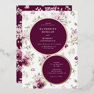 magenta garden floral wedding invitation