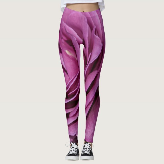 Magenta Garden Rose Leggings (Front)