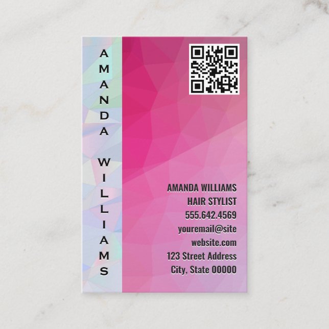 Magenta Geometric | QR Code Business Card (Front)