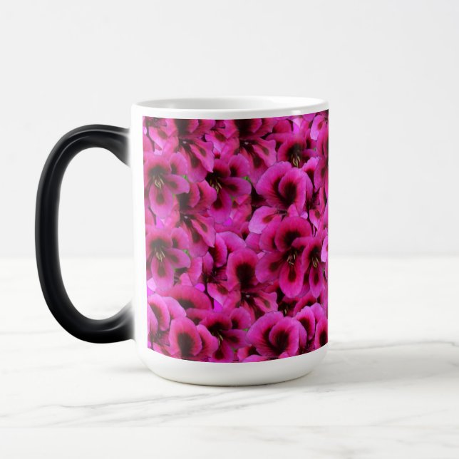 Magenta Geranium Flower Magic Morph Coffee Mug (Left)