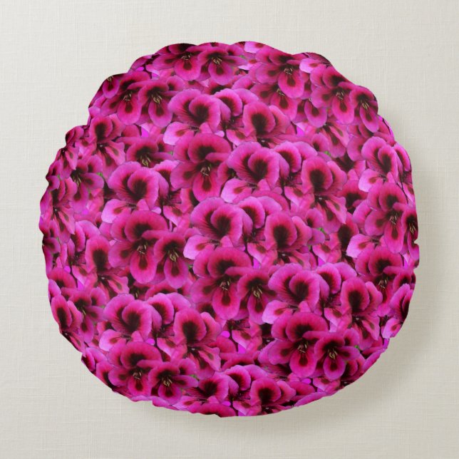 Magenta Geranium Flower Throw Cushion (Front)