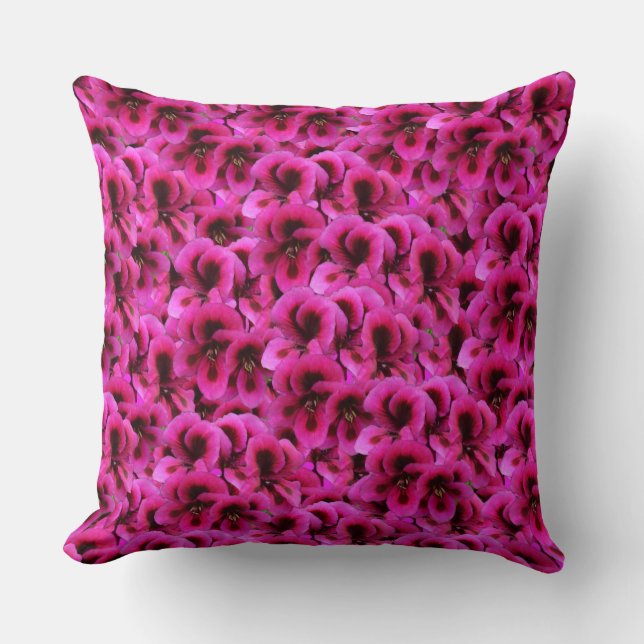 Magenta Geranium Flowers Large Throw Cushion (Front)