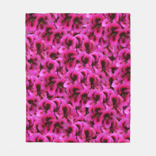 Magenta Geranium Flowers, Medium Fleece Blanket. Blanket