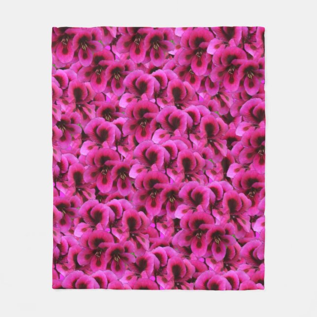 Magenta Geranium Flowers, Medium Fleece Blanket. Blanket (Front)