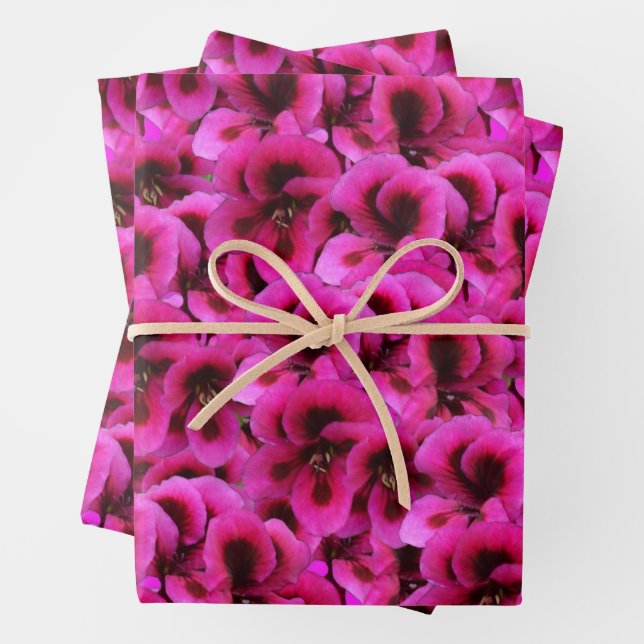 Magenta Geranium Flowers, Wrapping Paper Sheet (In situ)