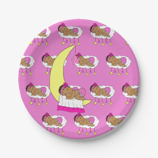 Magenta Girl's Baby Shower Paper Plate (Front)