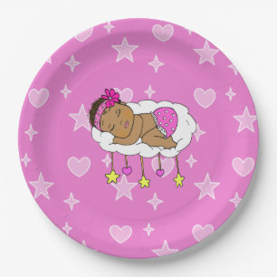 Magenta Girl's Baby Shower Paper Plate