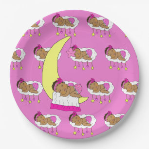Magenta Girl's Baby Shower Paper Plate