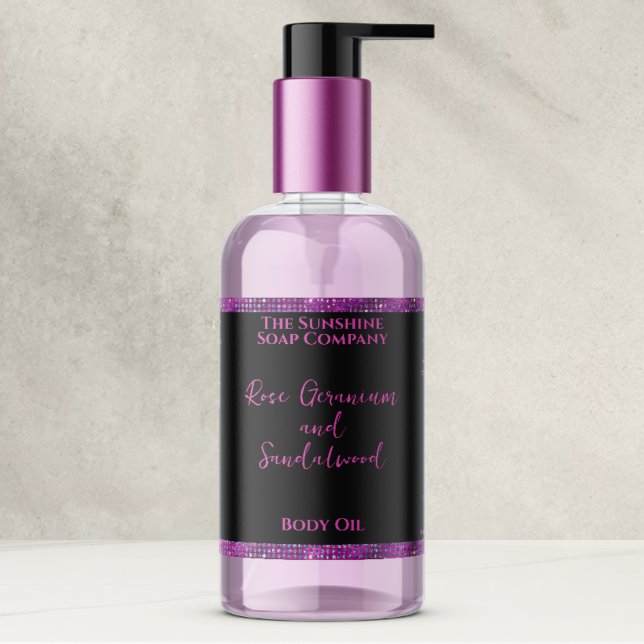 Magenta Glitter & Black Cosmetics Bottle Label (Creator Uploaded)