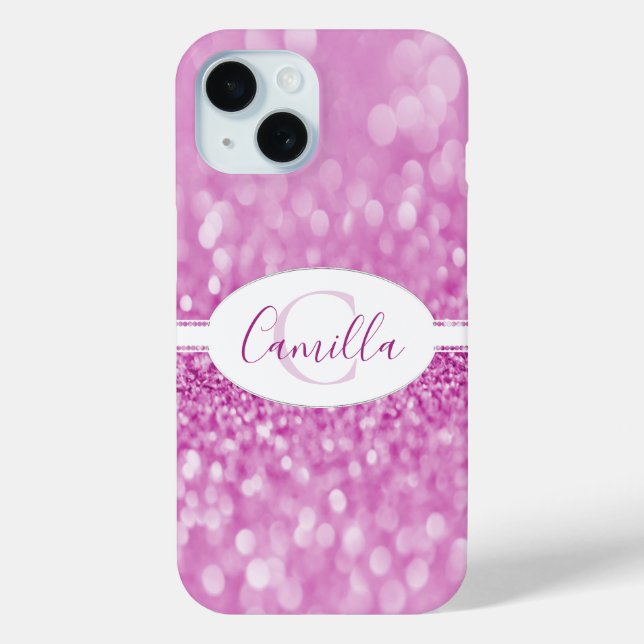 Magenta Glitter Personalise Case-Mate iPhone Case (Back)
