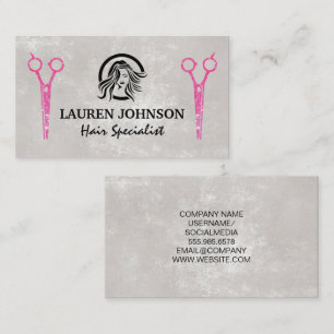 Magenta Glitter Salon Scissors   Beauty Logo Business Card