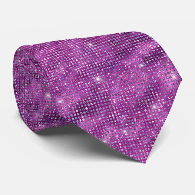 Magenta Glitter Tie (Rolled)