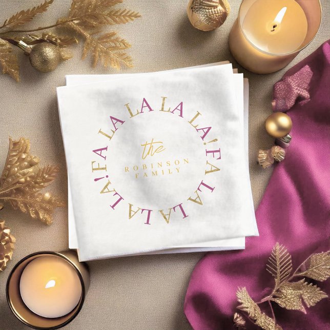 Magenta Gold Christmas Fa La La ID1009 Napkin (Creator Uploaded)