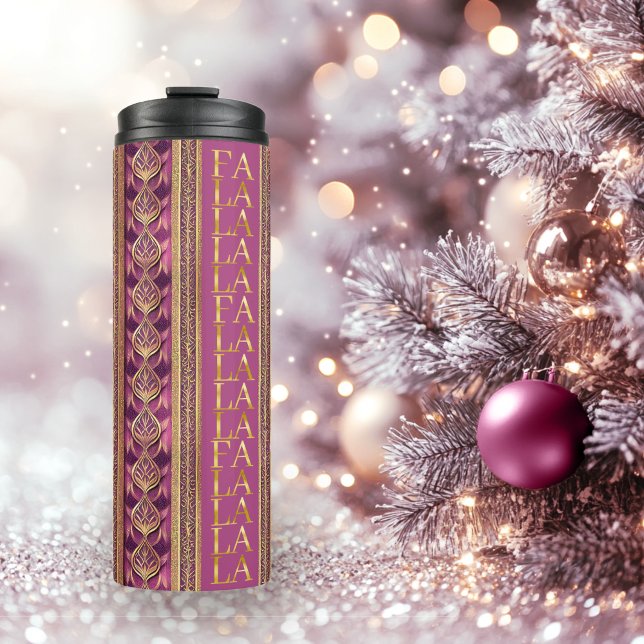 Magenta Gold Christmas Fa La La Pattern#27 ID1009 Thermal Tumbler (Creator Uploaded)