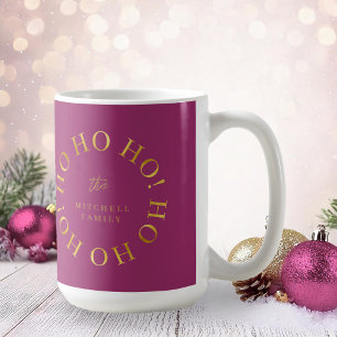 Magenta Gold Christmas Ho Ho Ho ID1009 Coffee Mug