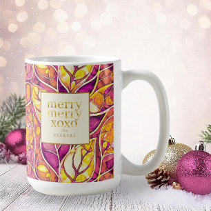 Magenta Gold Christmas Merry Pattern#21 ID1009 Coffee Mug