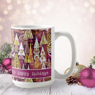 Magenta Gold Christmas Merry Pattern#25 ID1009 Coffee Mug