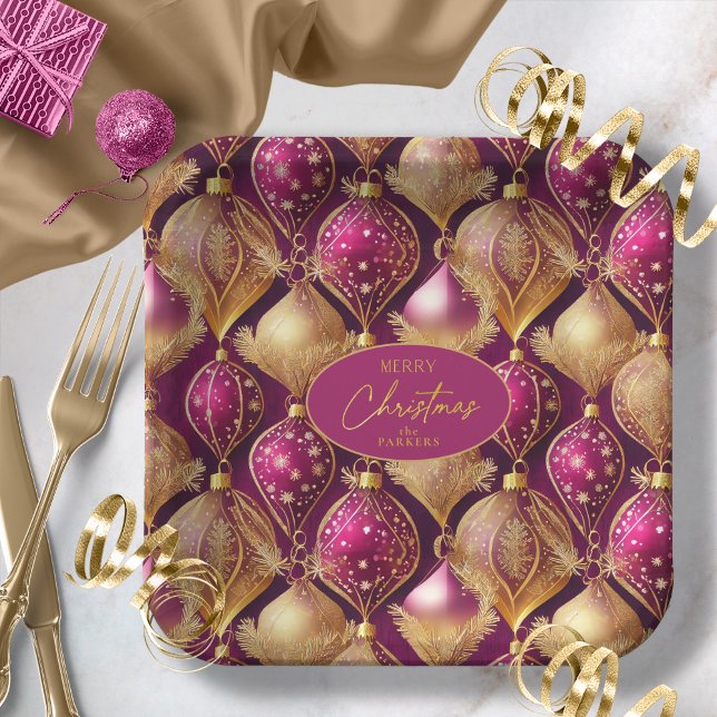 Magenta Gold Christmas Pattern#12 ID1009 Paper Plate (Creator Uploaded)