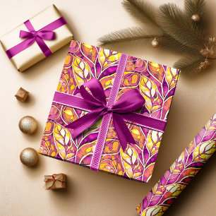 Magenta Gold Christmas Pattern#21 ID1009 Wrapping Paper