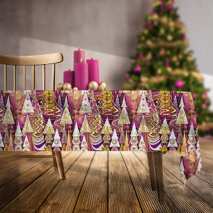 Magenta Gold Christmas Pattern#25 ID1009 Tablecloth