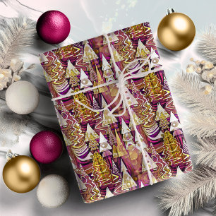 Magenta Gold Christmas Pattern#25 ID1009 Wrapping Paper