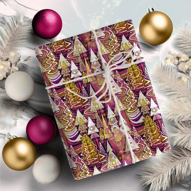 Magenta Gold Christmas Pattern#25 ID1009 Wrapping Paper (Creator Uploaded)