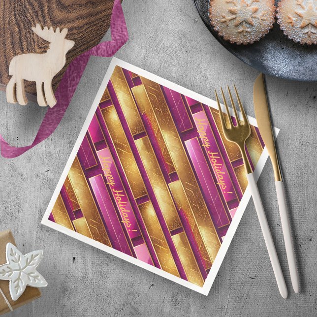 Magenta Gold Christmas Pattern#28 ID1009 Napkin (Creator Uploaded)