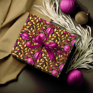 Magenta Gold Christmas Pattern#29 ID1009 Wrapping Paper