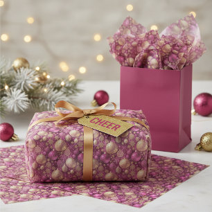 Magenta Gold Christmas Pattern#31 ID1009 Tissue Paper