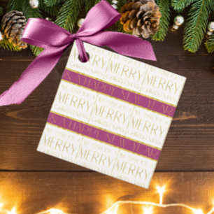 Magenta Gold Christmas Pattern#35 ID1009 Favour Tags