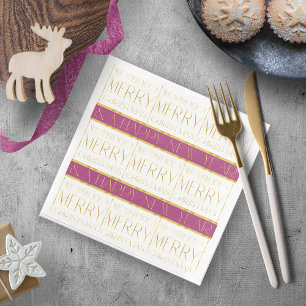 Magenta Gold Christmas Pattern#35 ID1009 Napkin